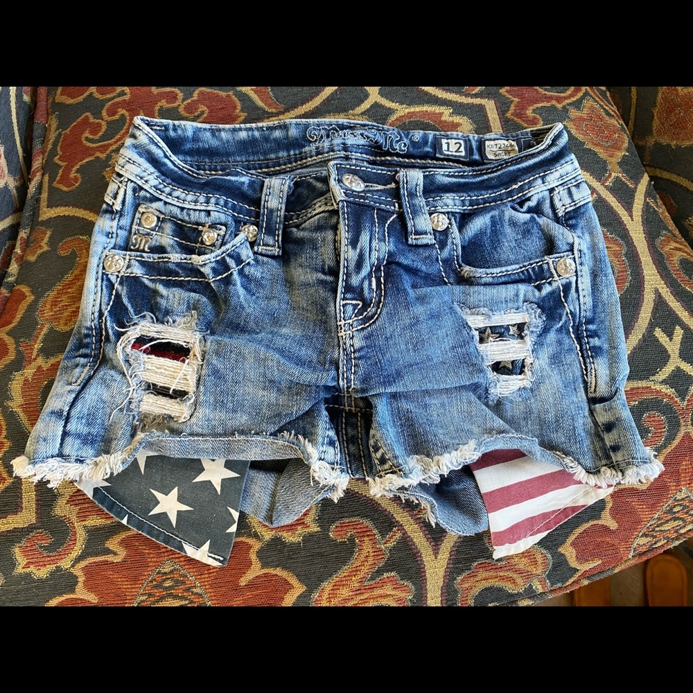 Girls Miss Me American Flag shorts